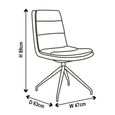 Diego Dining Chair - Swivel - Grey Leather - Black Legs