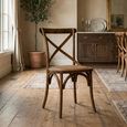 Dining Chairs - Set of 2 - Cross Back - Rattan - Oak