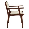 Kendari Dining Armchair - Beige Leather with Teak Wood