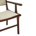 Kendari Dining Armchair - Beige Leather with Teak Wood