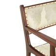 Kendari Dining Armchair - Beige Leather with Teak Wood