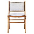 Kendari Dining Chair - White Leather with Teak Wood