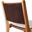 Kendari Dining Chair - White Leather with Teak Wood