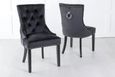 Knocker Back Black Velvet Fabric Dining Chair with Black Wooden Legs