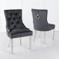 Knocker Back Black Velvet Fabric Dining Chair with Chrome Legs