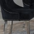 Knocker Back Black Velvet Fabric Dining Chair with Chrome Legs