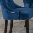 Knocker Back Blue Velvet Fabric Dining Chair with Black Wooden Legs