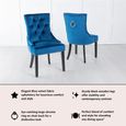 Knocker Back Blue Velvet Fabric Dining Chair with Black Wooden Legs