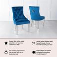 Knocker Back Blue Velvet Fabric Dining Chair with Chrome Legs