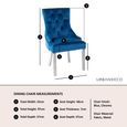 Knocker Back Blue Velvet Fabric Dining Chair with Chrome Legs
