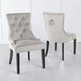 Knocker Back Champagne Dining Chair Velvet Fabric with Black Wooden Legs