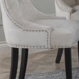 Knocker Back Champagne Dining Chair Velvet Fabric with Black Wooden Legs