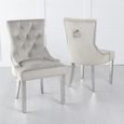 Knocker Back Champagne Dining Chair Velvet Fabric with Chrome Legs