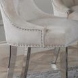 Knocker Back Champagne Dining Chair Velvet Fabric with Chrome Legs
