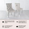 Knocker Back Champagne Dining Chair Velvet Fabric with Chrome Legs