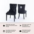 Lion Knocker Back Black Velvet Fabric Dining Chair with Black Wooden Legs