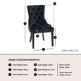 Lion Knocker Back Black Velvet Fabric Dining Chair with Black Wooden Legs