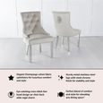Lion Knocker Back Champagne Velvet Fabric Dining Chair with Chrome Legs