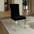 Louis Black Velvet Fabric Dining Chair with Chrome Legs