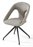 Clearance - Marlow Dark Grey Faux Leather Swivel Dining Chair with Black Legs