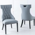 Mimi Grey Leather Large High Back Dining Chair with Black Legs