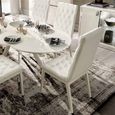Roma Dining Chair - Leather Upholstered - Capitonne - White