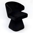 Riya Black Fabric Sculpted Barrel Swivel Dining Chair