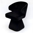 Riya Black Fabric Sculpted Barrel Swivel Dining Chair