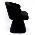 Riya Black Fabric Sculpted Barrel Swivel Dining Chair