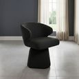 Riya Black Fabric Sculpted Barrel Swivel Dining Chair