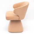 Riya Peach Pink Fabric Sculpted Barrel Swivel Dining Chair