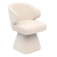 Riya White Fabric Sculpted Barrel Swivel Dining Chair