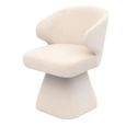 Riya White Fabric Sculpted Barrel Swivel Dining Chair