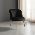 Sloane Black Velvet Fabric Dining Chair with Gold Legs