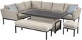 Clearance - Maze Pulse Oatmeal 8 Seater Rising Table Corner Garden Sofa Dining Set with Bench Footstool - FSS16379
