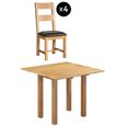 Appleby Square Drop Leaf Dining Set - 4 Seater - 90cm - Oak - with 4 Ladder Back Chairs - Black Faux Leather Seat Pad