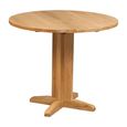 Appleby Round Drop Leaf Dining Set - 4 Seater - 30cm-90cm - Oak - with 4 Arizona Slatted Chairs - Beige Fabric Seat Pad