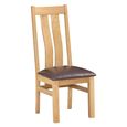 Appleby Round Drop Leaf Dining Set - 4 Seater - 30cm-90cm - Oak - with 4 Arizona Slatted Chairs - Black Faux Leather Seat Pad