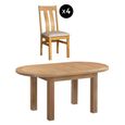 Appleby Extending Dining Set - 4-6 Seater - 130cm-170cm - Oak - with 4 Arizona Slatted Chairs - Beige Fabric Seat Pad