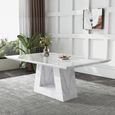 Milan White Marble Dining Set - Mimi Grey Leather Dining Chair