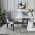 Milan White Marble Dining Set - Mimi Grey Leather Dining Chair