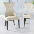 2 x Free Chairs - Turin Dining Set - 8 Seater - 140cm - Square - White Marble - Mimi Chairs - Cream Faux Leather