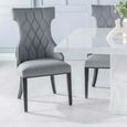 Turin Dining Set - 8 Seater - 140cm - Square - White Marble - Mimi Chairs - Grey Faux Leather