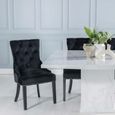 Turin Dining Set - 8 Seater - 140cm - Square - White Marble - Lion Head Ring Back Dining Chairs - Black Fabric - Black Legs