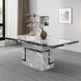 Venice Dining Set - 6 Seater - 160cm - Grey Marble - Paris Dining Chairs - Grey Leather