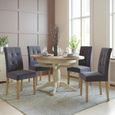 Lundy Round Extending Dining Set - 2-4 Seater - 100cm-135cm - Ivory Painted - 4 Graphite Fabric Dining Chair