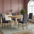 Lundy Oval Extending Dining Set - 4-6 Seater - 130cm-170cm - Ivory Painted - 4 Graphite Fabric Dining Chair
