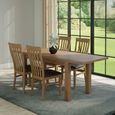 Original Extending Dining Set - 4-8 Seater - 131cm-198cm - Rustic Oak - 4 Toulouse Slatted Chair with Dark Brown Faux Leather Seat Pad