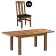 Original Extending Dining Set - 4-8 Seater - 131cm-198cm - Rustic Oak - 4 Arizona Slatted Chair with Dark Brown Faux Leather Seat Pad
