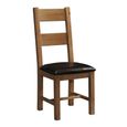 Original Extending Dining Set - 4-8 Seater - 131cm-198cm - Rustic Oak - 4 Ladder Back Chair with Dark Brown Faux Leather Seat Pad